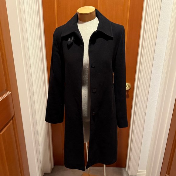 Cole Haan Black cashmere & wool blend Coat Classic Tailored Style - Picture 11 of 15